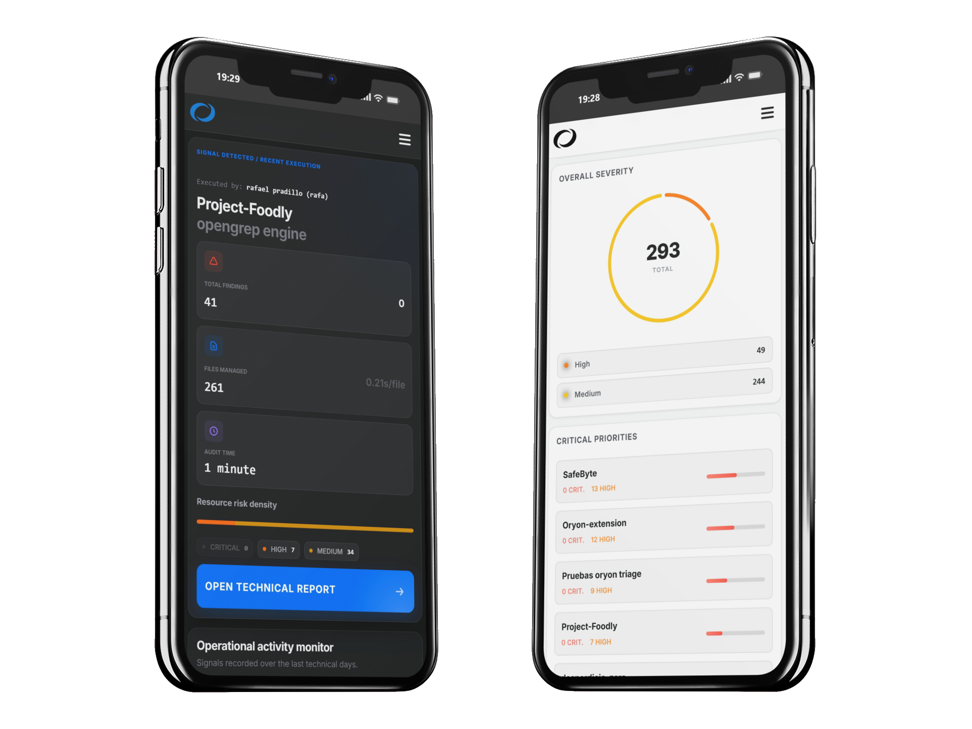 Oryon Dashboard Interface